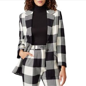 Mara Hoffman Black and White Plaid Blazer Jacket